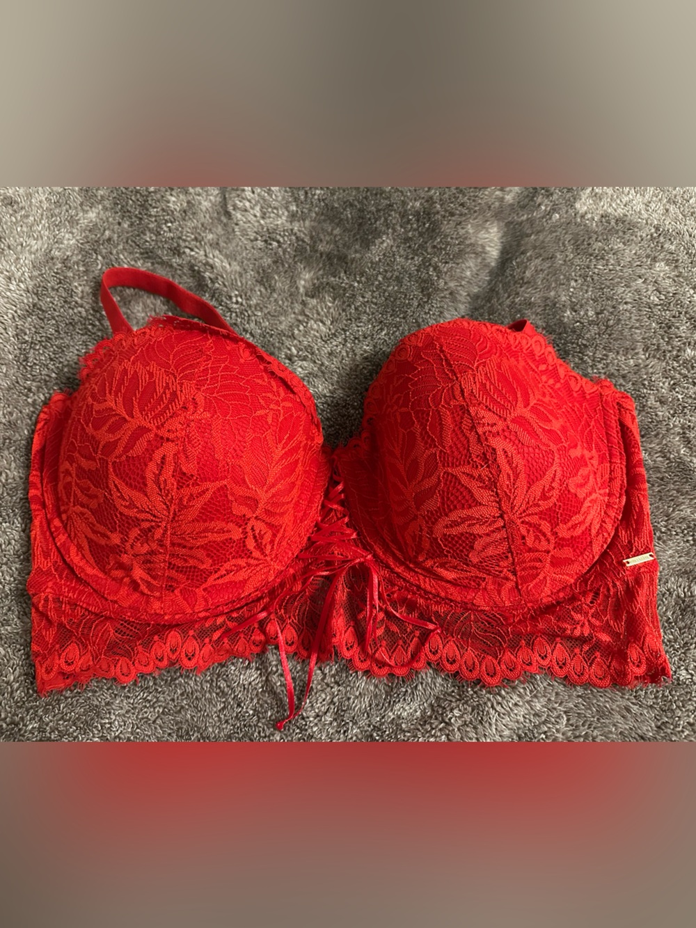 Red Lace Bra with removable straps